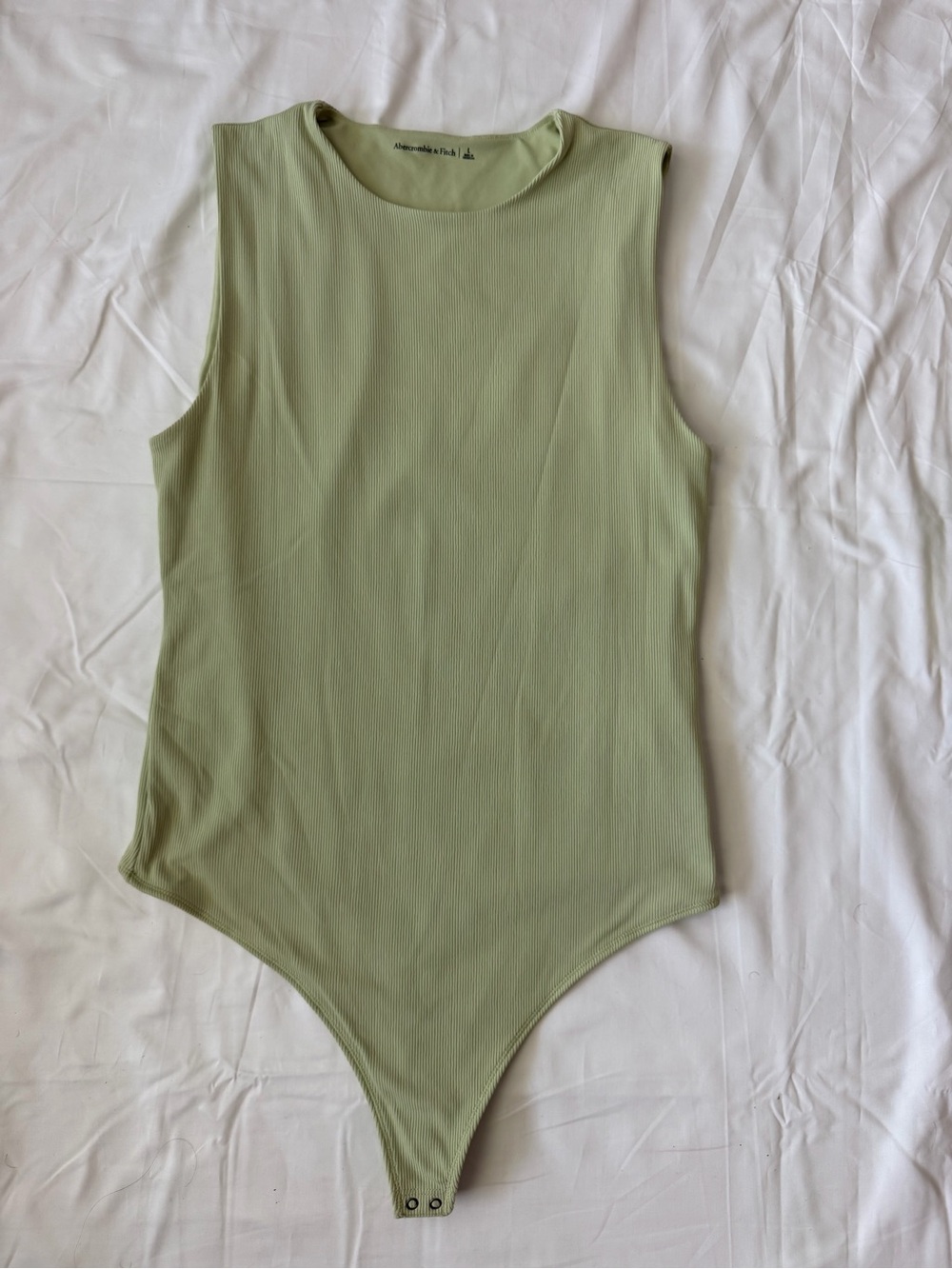 Abercrombie & Fitch Sage Green Ribbed Tank Bodysuit Size L | Snap Crotch
